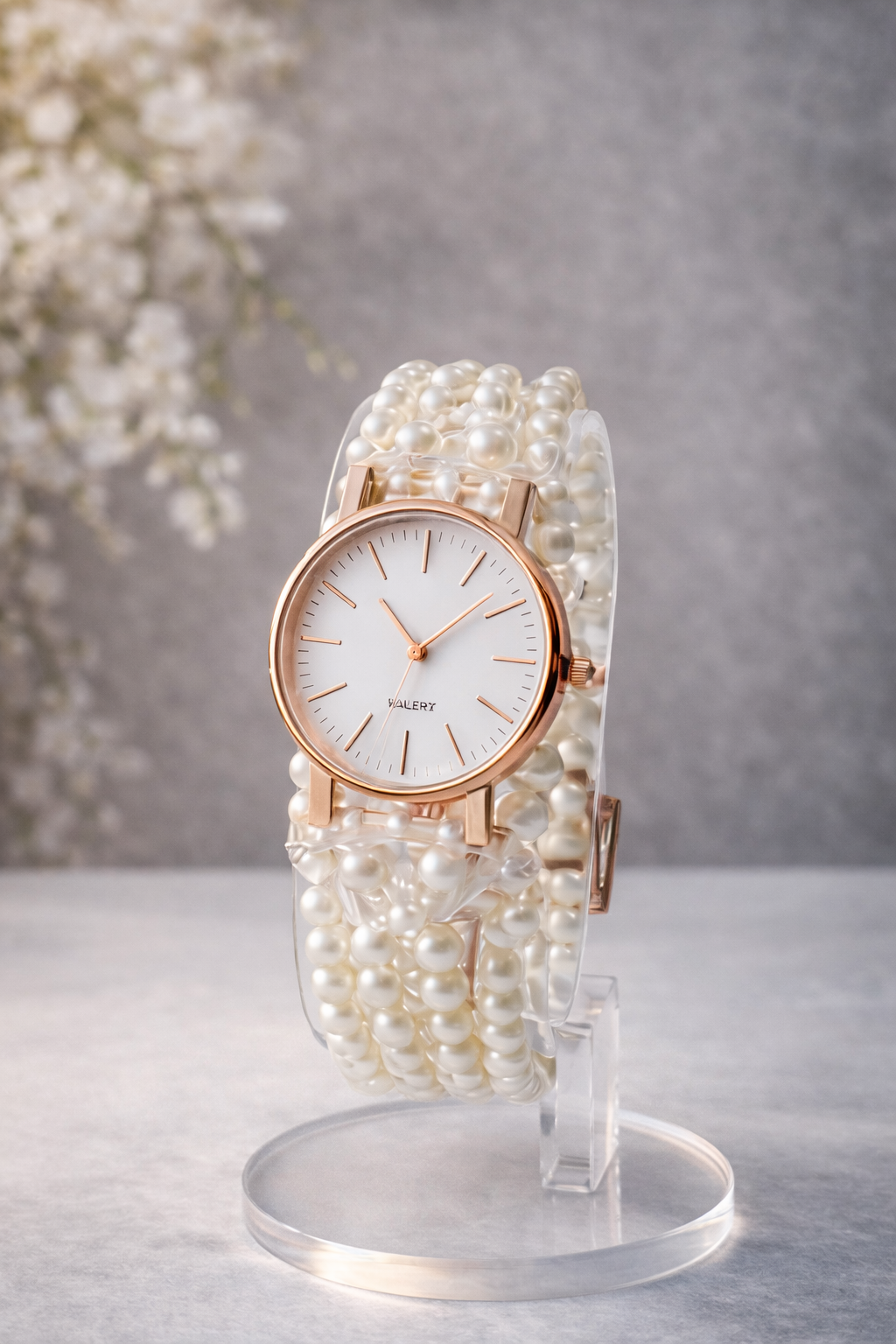 Pearl Studded & Beaded Jewellery Set with watch